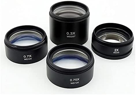 Kit de acessórios para microscópio para adultos 0,3x 0,7x 0,75x 0,5x 1x 1x 1x 2x Microscópio estéreo Acessórios, lente objetiva Vidro M48*0,75 Consumíveis de laboratório