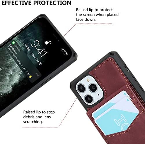 ICOvercase para iPhone 11 Pro Max Wallet Case com suporte para cartão [bloqueio de RFID] Premium PU CHILHAÇÃO PAR