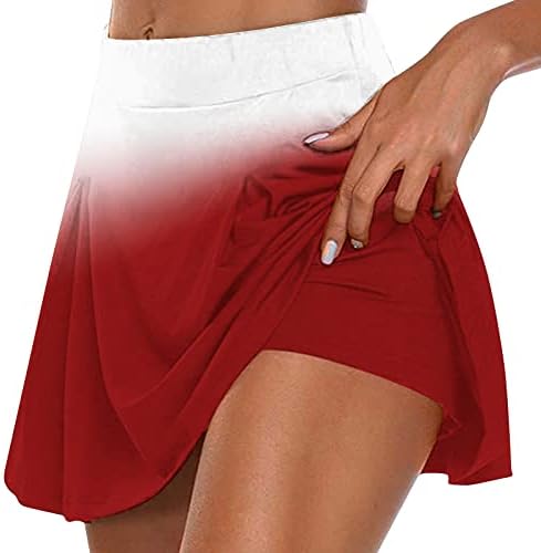 Lcepcy Women tie tie tye impressão plissada saias atléticas com shorts Mini saias de controle de barriga de cintura