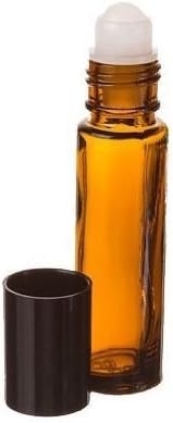 10 ml de aromaterapia rolo de vidro âmbar na garrafa para óleos essenciais com tampa preta