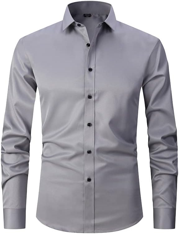 Camisas de vestido muscular masculinas de Rpovig: Button casual para baixo de manga comprida a atletismo de uma camisa sem rugas