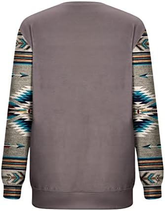 Moletons com estampas étnicas ocidentais femininas blusa de pescoço redonda de manga longa