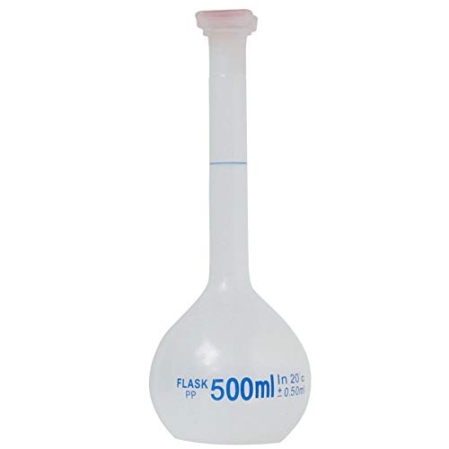 Flask volumétrico de 25 ml com tampa de plugue, polipropileno, graduado, ponto de marcação, Karter Scientific 229U4