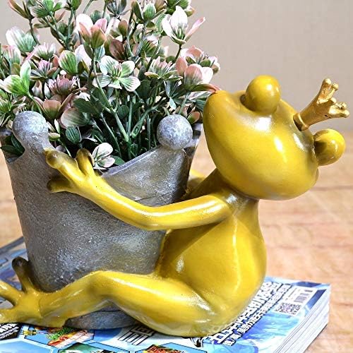 Zamtac Creative Frog Flowerpot Animal Figuras Resina ao ar livre Decoração de casa Artes e artesanato Miniaturas de jardim de fadas Presentes de casamento - Presentes de casamento -