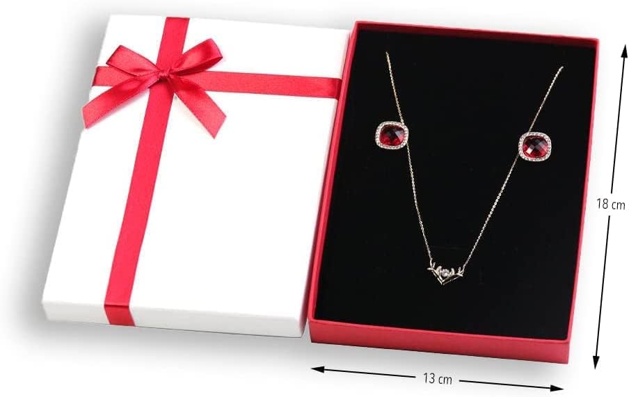 Caixas de presente brancas com jóias de fita vermelha pequenas caixas de presente com tampas para presentes Brincos