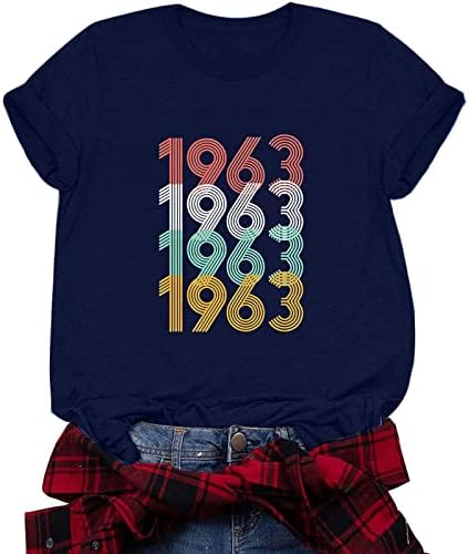 Presente de aniversário de 60º aniversário vintage 1963 homens mulheres 60 anos de camiseta de camiseta de camiseta impressão de verão de verão saindo camisas