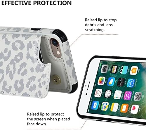 ICOvercase Phone Case para iPhone SE 2022/SE 2020 Case com titular de cartões para mulheres, iPhone 7/8 Caixa de carteira com pulseira de pulso, [bloqueio de rfid] caça -níqueis de cartas PU
