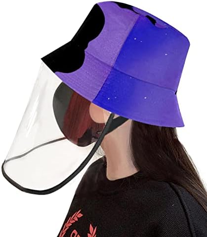 Chapéu de proteção para adultos com escudo facial, peixe -pescador chapéu anti -sol, aurora roxa polar urso animal