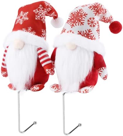 CORTNOE GNOME STOCKERS PARA MANTLE, Coloque os suportes de meia de Natal para o conjunto de 2 cabides de meia de Natal para ganchos de meia de manto para titulares de meia lareira