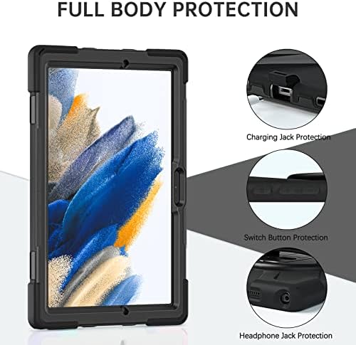 Gerutek Samsung Galaxy Tab A8 Case de 10,5 polegadas 2022, SM-X200/X205/X207, cobertura de proteção robusta à prova de choque pesado para Samsung Tab A8 10.5 Case com 360 Kickstand/alça de mão rotativa/mão
