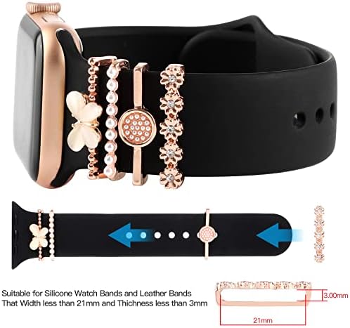 Assista a encantos da banda Anéis decorativos Loops compatíveis com Apple Watch 38mm 40mm 41mm 42mm 44mm 45mm Metal Diamond Accessories Charm para Iwatch Series 8 7 6 5 4 2 1 SE Ultra