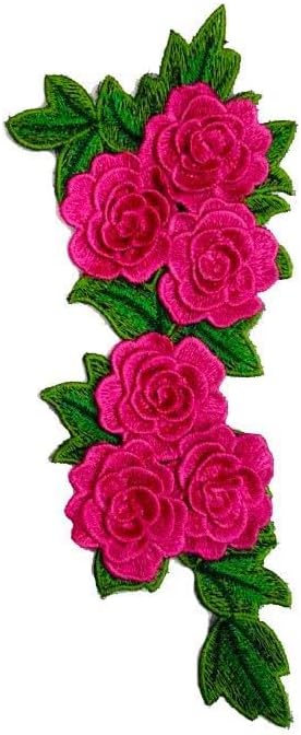 1pc costura em manchas rosa flor bordada adesiva