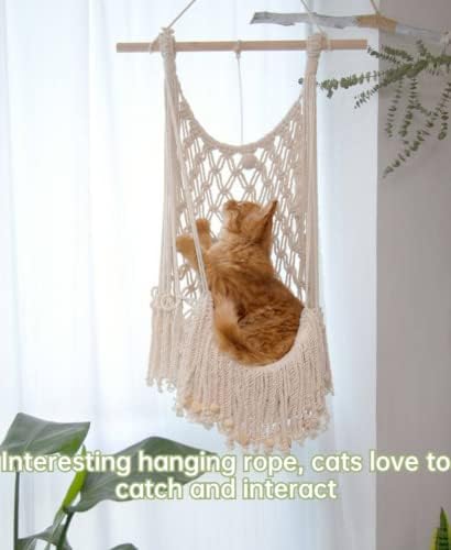 Ssdhua Bohemian Teclagem de gato Hammock Dog Swing Swings Salting Bed Tassel Design Pocket Pocket Cat Nest