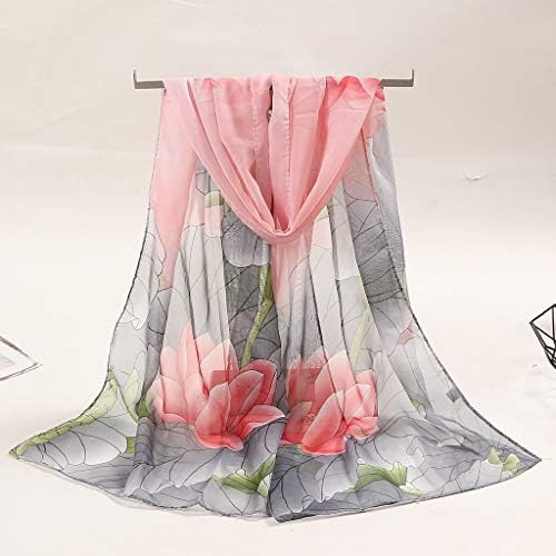 Keusn Womens Silk Lenves 160 * 50cm Mulheres estampas de flor Longa simulação de lenço de lenço macio lenços