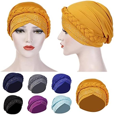 Headwrap de turbante para gorros boêmios femininos com shinestones cancerwearwarwarwarwares sólidos colorido