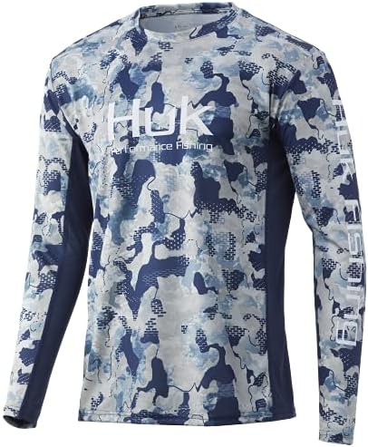 Ícone masculino Huk x camuflando camisa de pesca com manga longa
