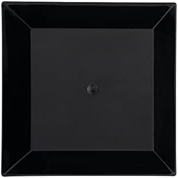 Restaurantware quadrado plástico preto pequeno placa moderna - 4 x 4 x 1/2 - 20 caixa de contagem