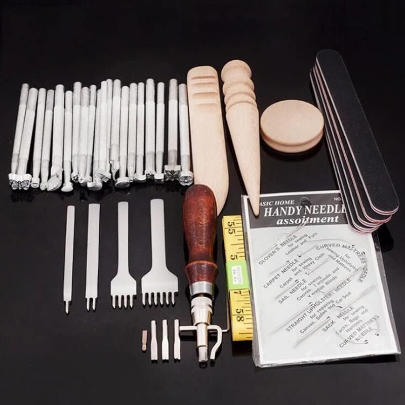 KXDFDC Professional Leather Craft Tools Kit de costura manual costura de punção de escultura de groover