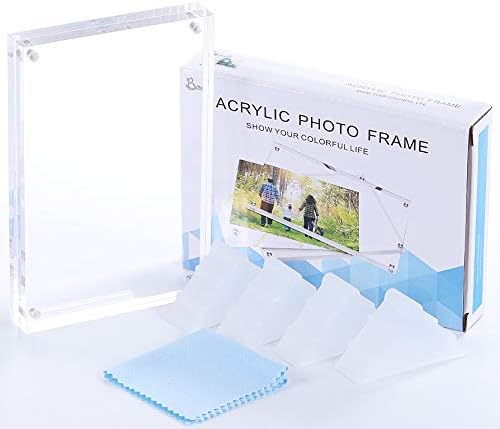 Boxalls 5x7 polegadas de quadro acrílico, moldura fotográfica clara de dupla face sem moldura com desktop magnético transparente