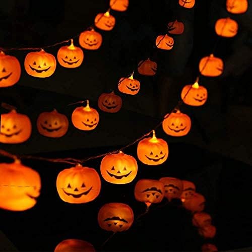 Luzes de Halloween de Kailedi, 20 luzes de corda de abóbora LED 9,8 pés decoração de Halloween, 2 modos Luzes constantes e tremeluzentes para interno, externo, festival, festa, férias, decorações de Halloween
