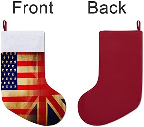 Bandeira britânica da bandeira dos EUA personalizada meia de natal lareira da família de lareira decorações