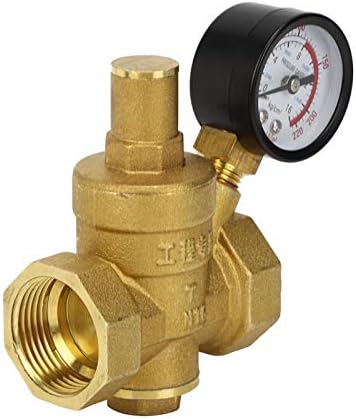 Válvula do regulador de pressão da água com medidor, redutor de pressão da torneira de latão DN25, válvula de