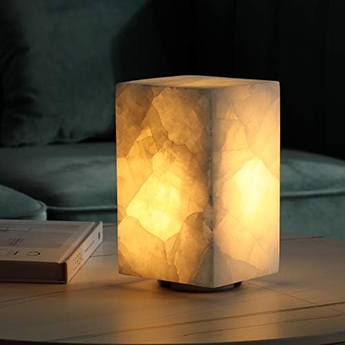 Lâmpada de pedra sólida artesanal de Phiestina esculpida em calcita natural, lâmpada exclusiva com textura