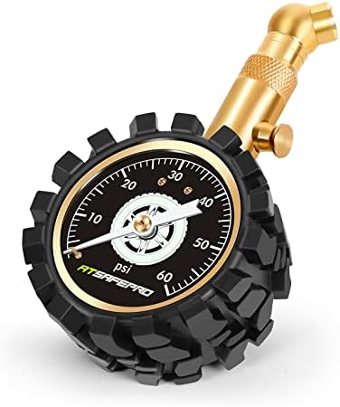Medidor de pressão dos pneus 60 psi, ATSAFEPRO Legible Analog Bedagista de pressão do pneu Blage no medidor de pneus mecânico escuro para carros, bicicleta, motocicletas