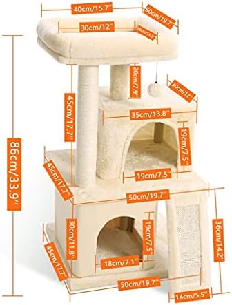 Wzhsdkl Modern Cats Tree Cats Tower com postes de arranhões cobertos de sisal, condomínio espaçoso e poleiro grande para gatos pequenos a médios