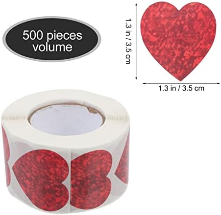 Valentines Glitter Red Glitter Heart Stickers: Red Heart Decorative Rótulos auto -adesivos rótulos de vedação para envelope de embalagem de casamento