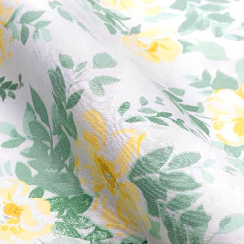 Martha Stewart Lynn Floral Twin XL Size Folha de Tamanho - 3 peças | algodão | 300 contagem de fios, resistência a rugas, bolso macio e profundo | 1 Flata, 1 travesseiro ajustado, 1 | Amarelo