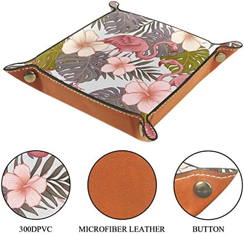Lyetny Tropical Flowers & Flamingo Organizador Bandeja Caixa de armazenamento Bandeja de mesa de mesa Caddy Alteração