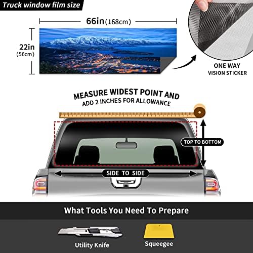 Decalques gráficos da janela traseira do caminhão Lago Wakatipu Snow Mountains Town Lights Pickup Car Janela