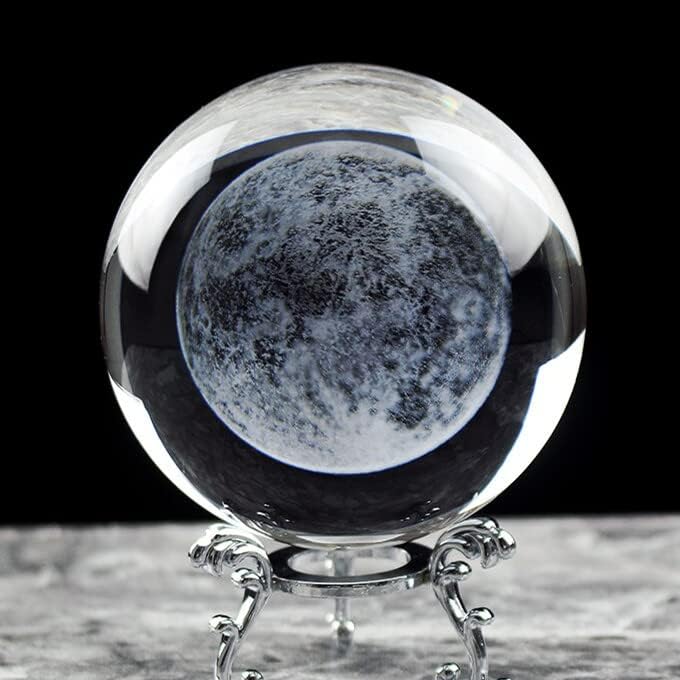 ZenKeeper 50mm 3d laser lua de cristal bola de vidro k9 Esfera de vidro de vidro transparente Chakra Chakra Reiki Cura espiritual Fengshui Ball de vidro decoração