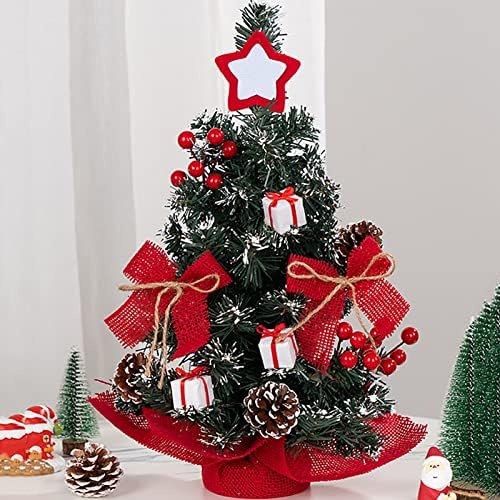 Mevida Mini Christmas Tree para a mesa, pequena árvore de Natal artificial com luzes, bagas vermelhas pinheiro estreetop decorações de Natal DIY-Red 40cm