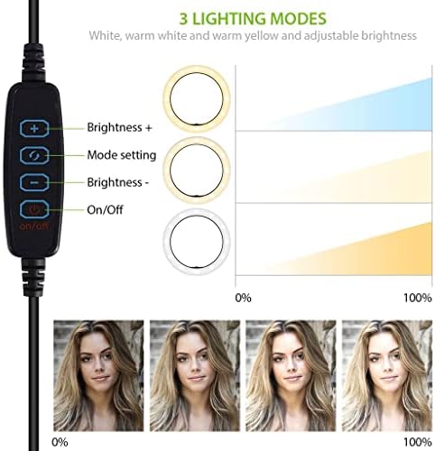 Bright selfie anel Tri-Color Light Compatível com o seu videocon Infinium Z40 Lite 10 polegadas com remoto para transmissão ao vivo/maquiagem/youtube/tiktok/vídeo/filmagem