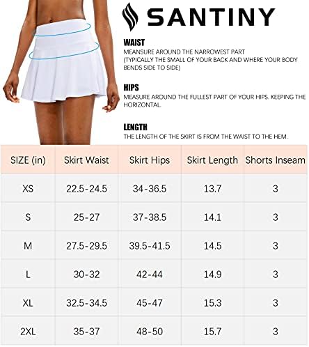 Saia de tênis de plissada Santiny para mulheres com 4 bolsos Saias de golfe atlético de cintura alta feminina para correr casual