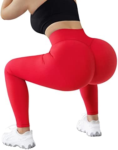 Rxrxcoco feminino com nervuras de travamento de leis de treino de alisadas para mulheres calças de ioga de ginástica de cintura alta