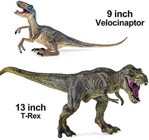 Bokaboka 6 Pack Big Dinosaur Toys Set, Dino T-Rex Carnotaurus de aparência realista, Blue Velociraptor, Mosasaurus