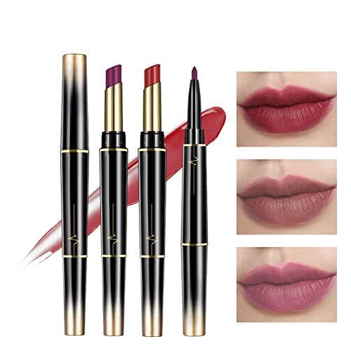 Liner e batom para mulheres, 2 em 1 em 1 lipstick lápis Lapstick Lipstick Longing Lipstick Presente para viagens diárias
