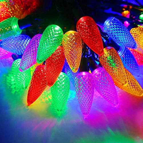 Grade comercial 13ft 25 LED C7 Christmas Lights, 34ft 50 LED C9 Holiday Xmas Light Fios, Multi Color
