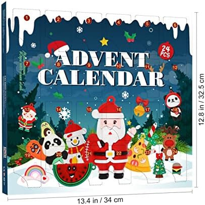 Calendário do advento de Natal com chaveiros, contagem regressiva de 24 dias para o calendário de Natal Toys de Natal Tree pendurada com estoques de estoques Decorações de presentes para suprimentos de festa de Natal