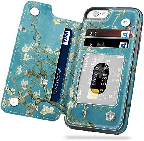 Caso do iPhone SE 2022 do Hoofur, estojo do iPhone SE 2020, Slim Fit Premium Leather iPhone 7 Cartão de carteira CARTO CARTO CARTO DE CHOQUE SHEGHT FLIP DEFERENCIDO DE PROTENÇÃO SHELL PARA iPhone 7/8/SE