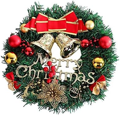 NC Red Deer Christmas Simulation Bell Craft 30cm Wreath Wreath Wreath Port Green Porta pendurada Adeços de