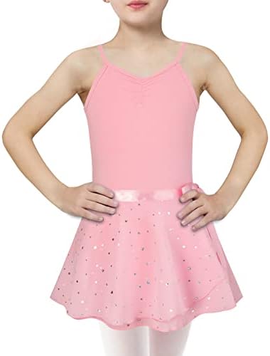 Allifly Ballet Leotards for Girls Dance Dress com saia de lantejoulas brilhantes roupas de bailarina removíveis