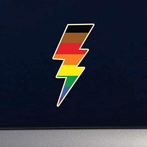 Decalques de faísca escura Pride Bissexual Rightning Bolt Pride - Decalque de vinil colorido de 4 polegadas