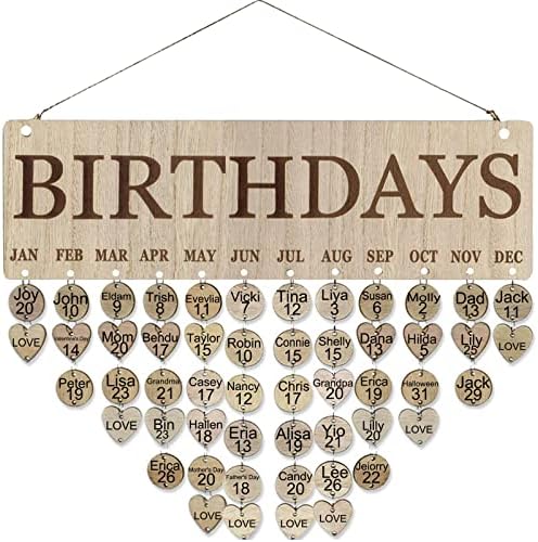 Litery Birthday Calendar Wall Holding Family Sign, calendário de aniversário da família com tags, presentes personalizados