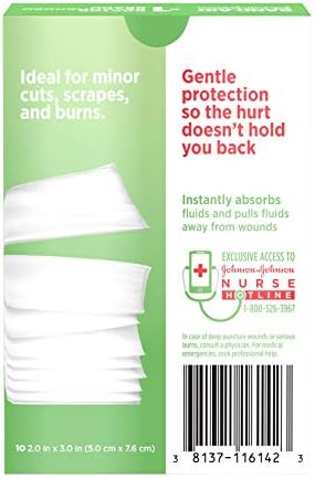 Bandagens adesivas de band-aid, almofadas antiaderentes médias, 10 polegadas x 3 polegadas, 10 ct