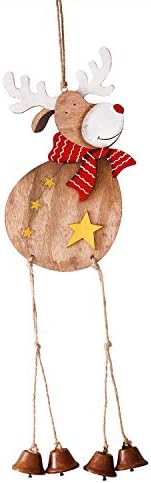 Wood Wind Chimes Ornamento de Natal com campainha de natal para decorações de portas penduradas