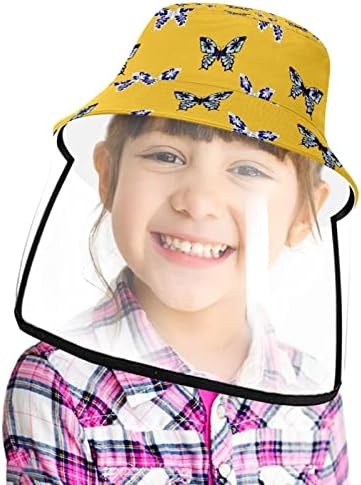 Chapéu de proteção para adultos com escudo facial, chapéu de pescador anti -sun tap, padrão de borboleta